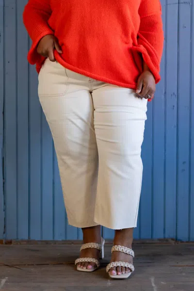 Judy Blue Sweet As Buttermilk Cropped Wide Leg Jean In Ecru In Neutral