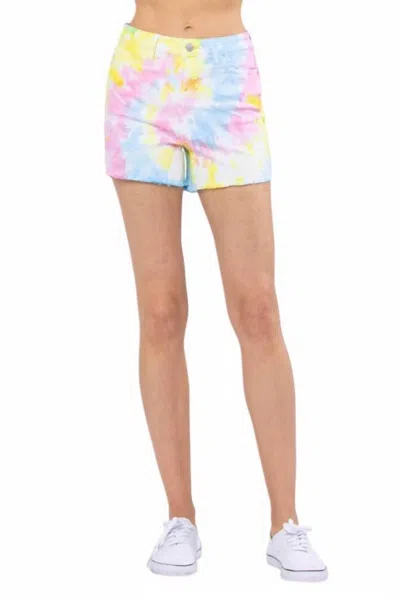Judy Blue Swirl Tie Dye Shorts In Yellow Multi