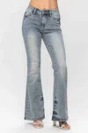 Judy Blue Tinted Pin Tack Detail Flare Jean In Light Bleach Wash In Multi