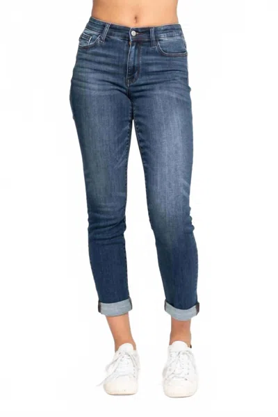Judy Blue Tonya Cuffed Slim Fit Jeans In Blue
