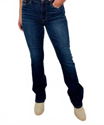 Judy Blue Trish Mid-rise Bootcut Jeans In Dark Wash Denim In Blue