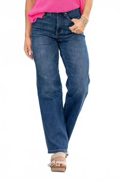 Judy Blue Tumm Control Classic Straight Leg Jeans In Dark Wash In Blue