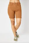Judy Blue Tummy Control Bermuda Shorts In Brown In Brown