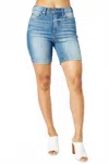 Judy Blue Tummy Control Bermuda Shorts In Medium Blue In Blue
