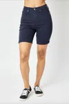 Judy Blue Tummy Control Bermuda Shorts In Navy In Blue