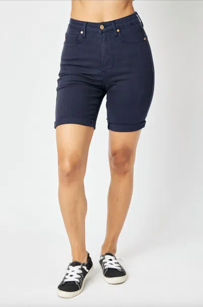 Judy Blue Tummy Control Bermuda Shorts In Navy In Blue