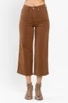 Judy Blue Tummy Control Crop Wide Leg Jean In Camel In Brown