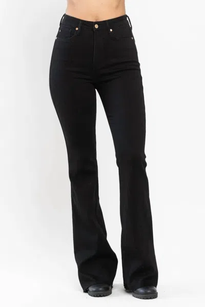 Judy Blue Tummy Control Cut Hem Flare Jean In Black