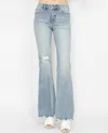 Judy Blue Mid Rise Tummy Control Flare Jeans In Denim Blue In Blue