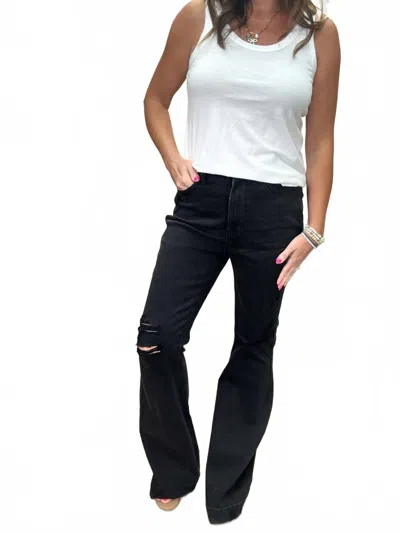 Judy Blue Tummy Control Destroy Flare Jeans In Black