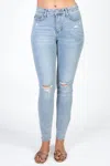 Judy Blue Tummy Control Destroy Skinny In Light Wash In Blue