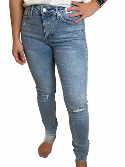 Judy Blue Tummy Control Destroyed Skinny Jeans In Light Wash In Blue