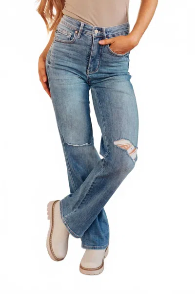 Judy Blue Tummy Control Distressed Straight Leg Jeans In Blue