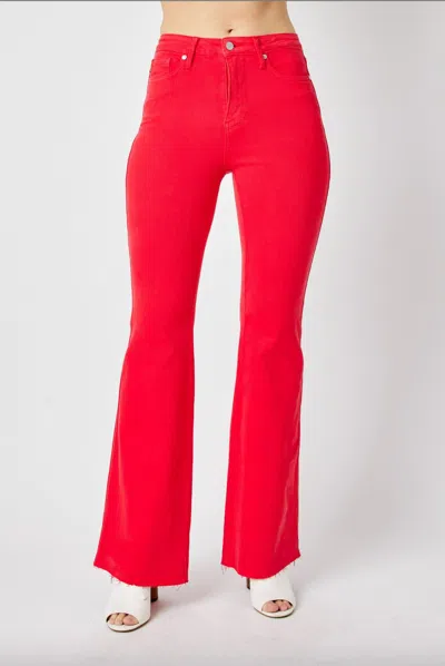 Judy Blue Tummy Control Flare Jeans In Red