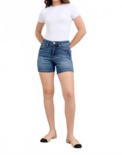 Judy Blue Tummy Control Mid Length Shorts In Blue