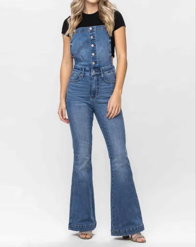 Judy Blue Tummy Control Overall Flare Jeans In Blue
