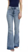 Judy Blue High Waist Tummy Control Release Hem Flare Jeans In Blue In Blue