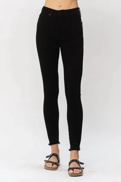 Judy Blue Tummy Control Shark Bite Hem Skinny Jean In Black