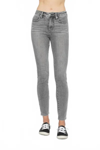 JUDY BLUE TUMMY CONTROL SHIELD POCKETS SKINNY JEANS IN GRAY