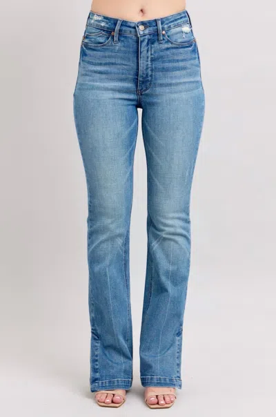 Judy Blue Tummy Control Side Slit Bootcut Jeans In Vintage Wash