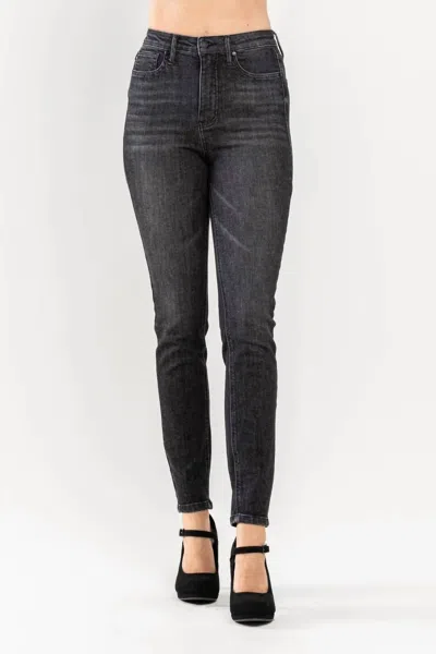JUDY BLUE TUMMY CONTROL SKINNY JEAN IN BLACK WASH