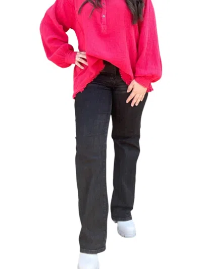 Judy Blue Tummy Control Straight Jeans In Washed Black