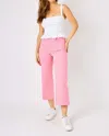 Judy Blue Tummy Control Wide Leg Crop Denim Jeans In Pink