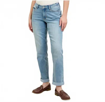 Judy Blue V-front Cuffed Boyfriend Jeans In Cool Denim In Blue