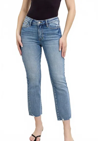 Judy Blue Vintage Wash Destroy Hem Kick Flare In Blue In Black