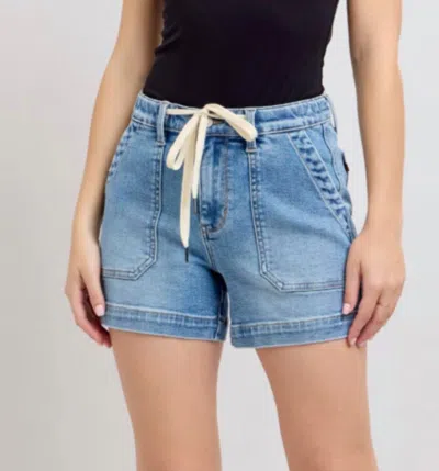 Judy Blue Vintage Wash Jogger Shorts In Blue
