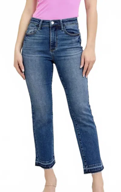 Judy Blue Vintage Wash Release Hem Kick Flare Jeans In Blue