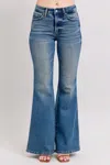 Judy Blue Vintage Wash Shield Pocket Flare Jean In Medium Wash In Multi