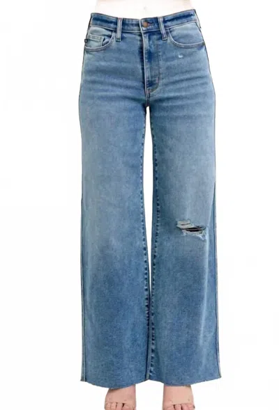 Judy Blue Tucker Vintage Wash Wide Leg Jeans In Blue