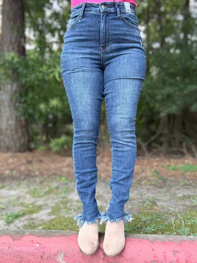 Judy Blue Vivienne High Waisted Skinny Leg Denim Jeans In Dark Wash In Blue