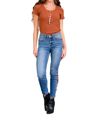 Judy Blue Western Print Relaxed Jeans In Dark Wash In Blue