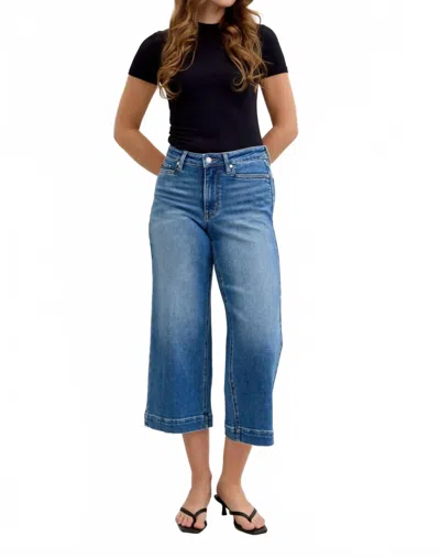 Judy Blue Wide Crop Denim Jeans In Blue