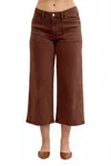 Judy Blue Wide Crop Garment Dyed Utility Jeans In Maple In Brown