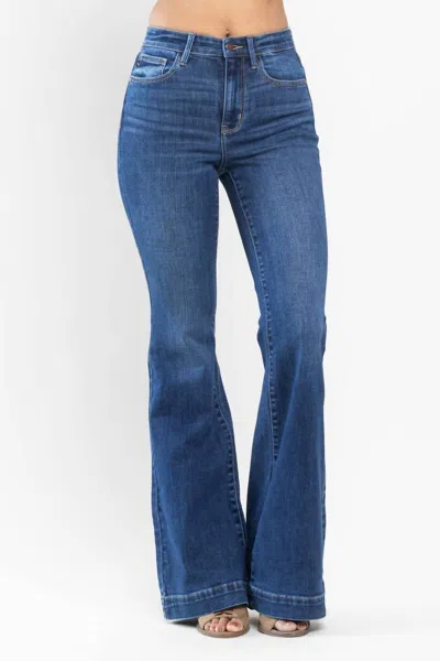 Judy Blue Wide Hem Flare Jeans In Medium Wash In Blue