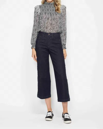 Judy Blue Wide Leg Braided Side Seam Crop Jeans In Black