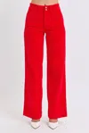 Judy Blue Wide Leg Corduroy Trouser In Ruby In Pink