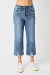 JUDY BLUE WIDE LEG CROP JEANS IN MEDIUM WASH