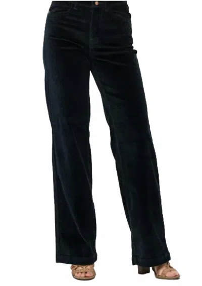Judy Blue High Waist Wide Leg Corduroy Trousers In Emerald In Black