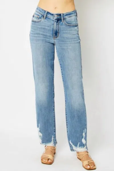 Judy Blue Women's Ankle Distressing Straight Jeans In Blue