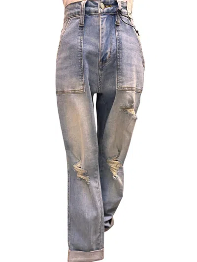 Judy Blue Women's Boyfriend Distressed Jeans In Mid Wash