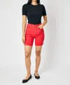 Judy Blue High Waist Tummy Control Denim Short In Red Bermuda In Red