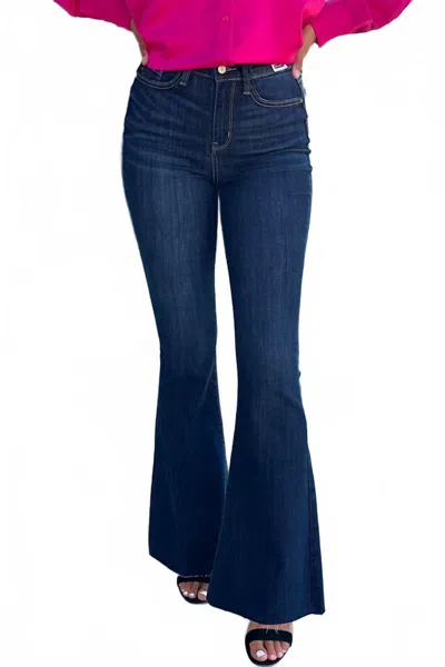 Judy Blue Women's Carleigh Raw Hem Flare Jeans In Dark Wash In Blue