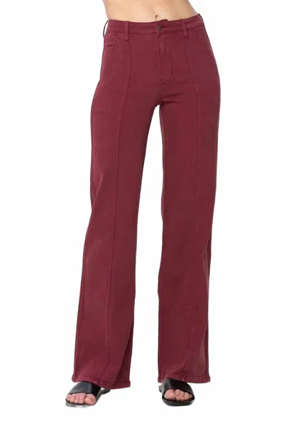 Judy Blue Women's Colette Front Seam Straight Jeans In Burgundy