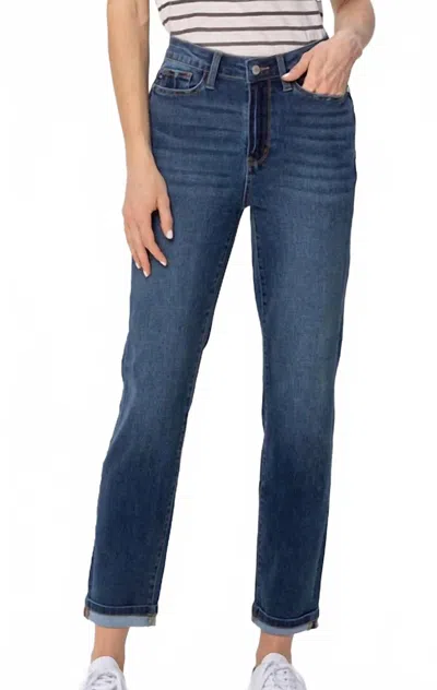 Judy Blue Women's Cool Denim Cuffed Boyfriend Jean In Blue