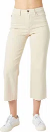 Judy Blue High-rise Cropped Wide Leg Jeans In Cream