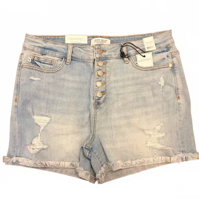 Judy Blue Women's Destroyed Cuffed Shorts In Light Wash In Blue